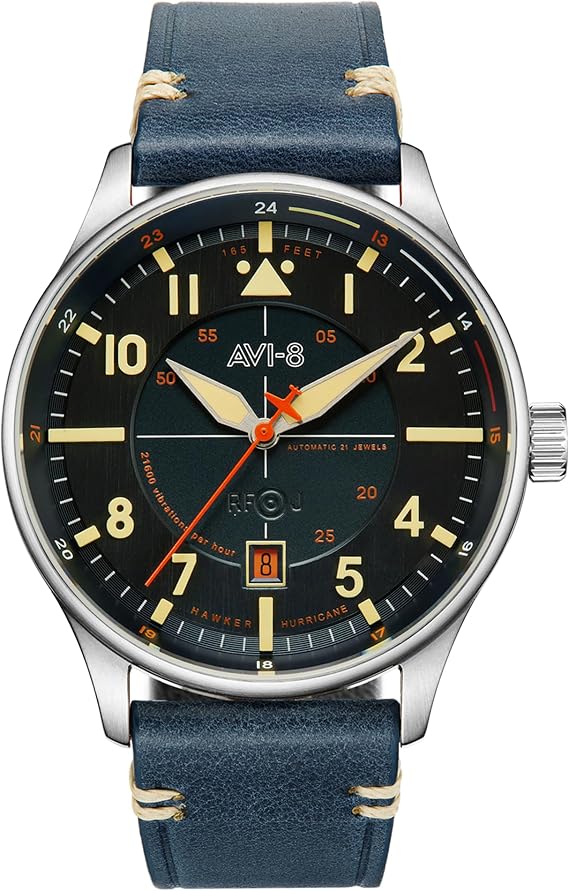 AVI-8 Men's 43mm Hawker Hurricane Kent Automatic Ve-Day 80th Limited Edition Watch with Leather Strap AV-4094