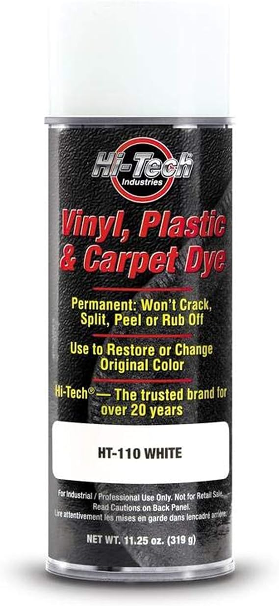 HI-TECH Big Can Vinyl, Plastic, Fabric and Carpet Spray Dye, White | Permanent Color Restorer for Carpet and Upholstery | Won't Crack, Split, Peel, or Rub Off