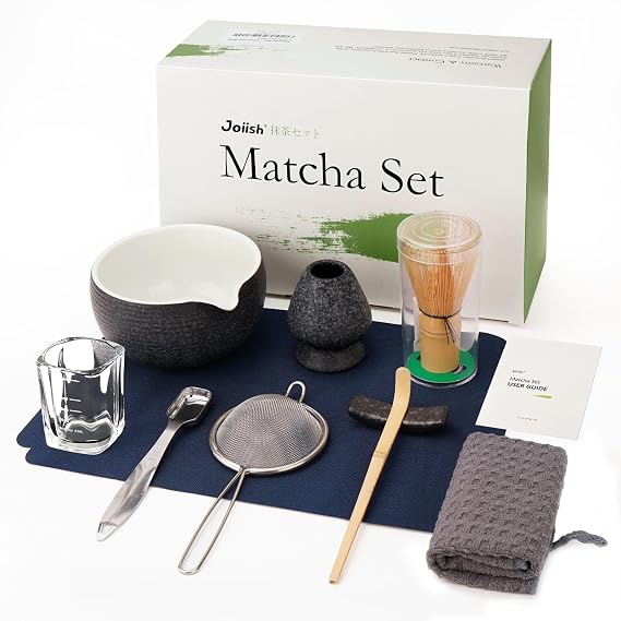 Joiish 10-Pcs Matcha Whisk Set, Matcha Kit with Measuring Spoon/Cup