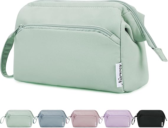 Narwey Makeup Bag, Travel Toiletry Bag, Wide-Open Wash Bag for Women