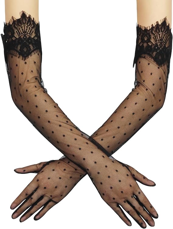 Women's Gothic Lace Opera Gloves for Hallowmas Costume Party Evening