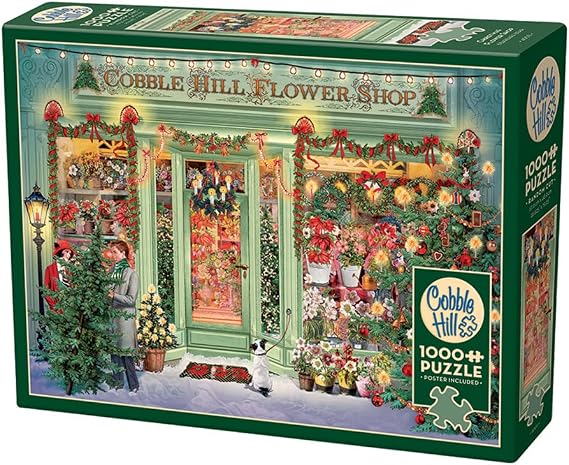 Cobble Hill 1000 Piece Puzzle - Christmas Flower Shop - Sample Poster Included, Deluxe