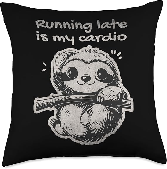 Cute and Humorous Sloth Graphic Design Throw Pillow