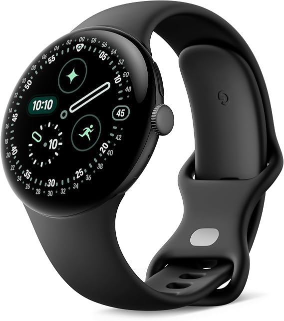 Google Pixel Watch 4 (45 mm) - Android smartwatch with Domed Display, Comprehensive Health and Fitness Tracking and Help from Gemini - Matte Black Aluminium Case - Obsidian Active Band - LTE