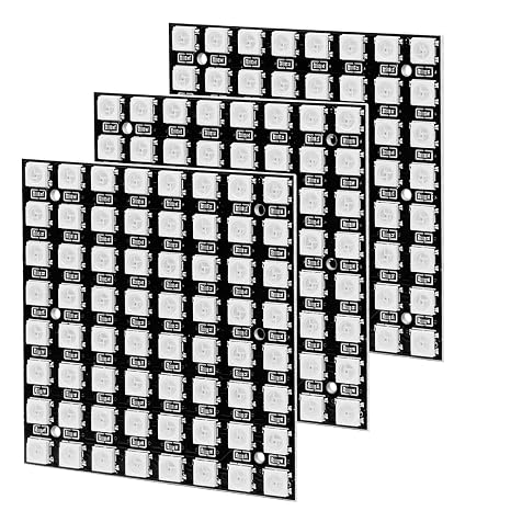 3Pcs 64-Bit LED Matrix Panel 8x8 WS2812 RGB LED Dot Matrix Modules with 5050 LEDs,Programmable Full-Colour LED Display Development Board, LED Lamp Panel Light for Arduino and Raspberry Pi
