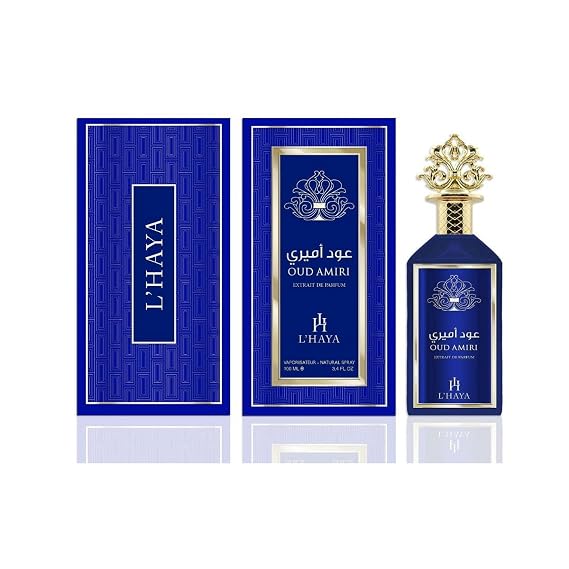 Oud Amiri Extrait de Parfum, Royal Blue and Gold, Natural Spray, 3.4 FL OZ/100mL, Luxury Middle Eastern Fragrance