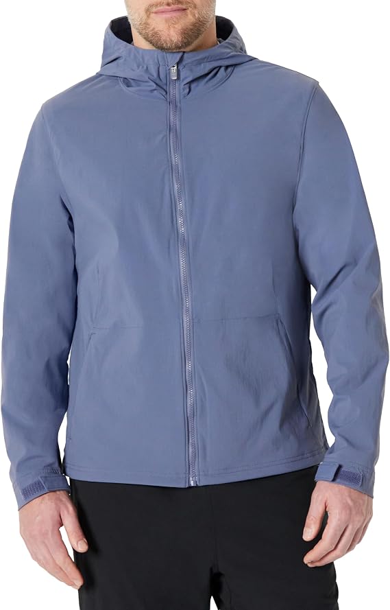 Amazon Essentials Men's Lightweight Water-Repellent Full-Zip Active Hiking Jacket with Hood