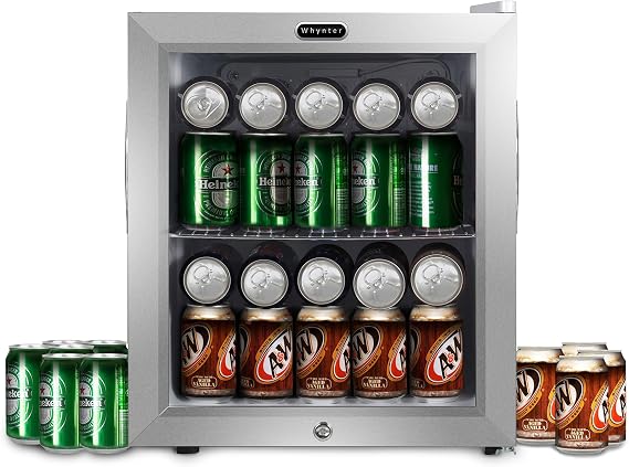 Whynter Beverage Refrigerator Fridge, 68 Can, Glass Door, Lock, BR-062WS