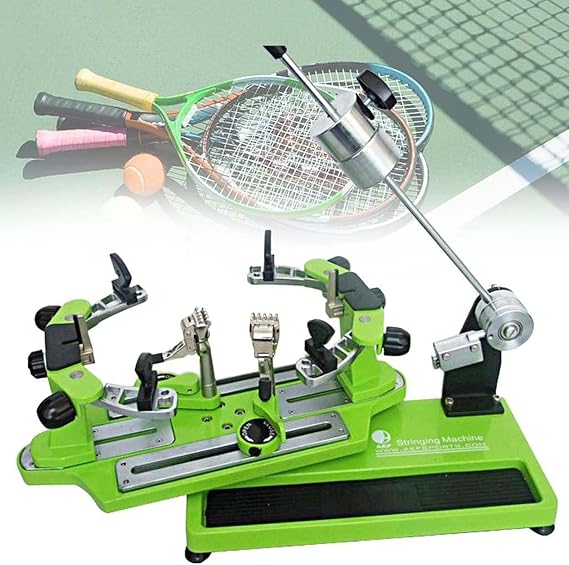 Manual Tabletop Stringing Machine for Tennis and Badminton Rackets with Full Tool Kit and Accessories,This 6-point fixed tennis and badminton racket stringing machine features