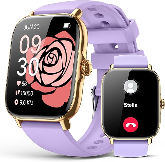 Smart Watch for Women Men, Bluetooth Call, Fitness Step Tracker Watch for Android iPhone Compatible, IP68 Waterproof Smartwatch with Sleep Monitor/Activity Tracker/Pedometer (Purple, 1.91)