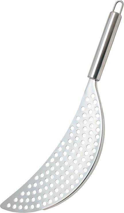 KitchenCraft Stainless Steel Half-Moon Pan Strainer/Pot Drainer, Silver