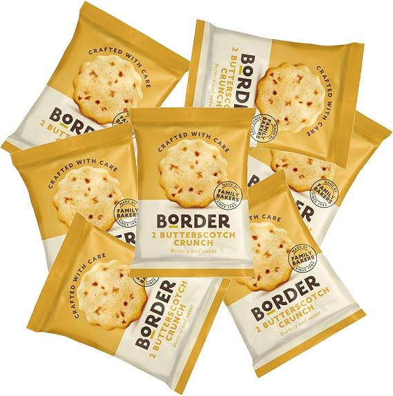 20 x Borders Biscuits Butterscotch Crucnch Flavour Cookies - Sweet Memories (2 Biscuits Per Pack)