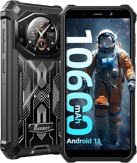 FOSSIBOT F101 Pro Rugged Smartphone-10600 mAh Battery Rugged Cell Phones Unlocked,15 (8+7) GB RAM + 128GB ROM, 24MP Camera, 5.45 Inch HD+ Display Android 13 Phone, IP68 Waterproof 4G Mobile Phone