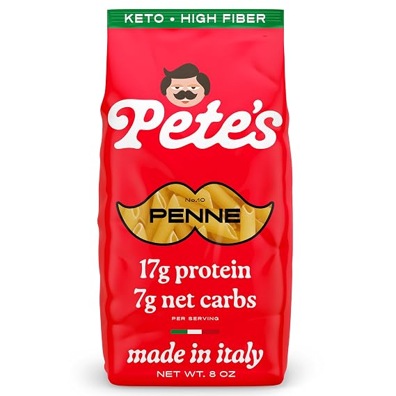 Pete's Pasta Penne, Low Carb, Keto, Protein Pasta, 17g Protein 7g Net Carbs
