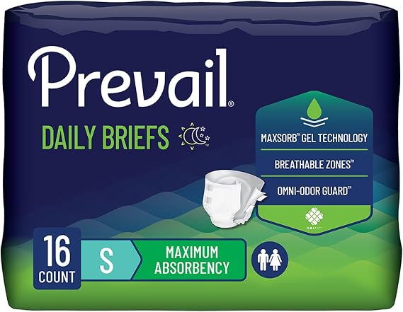 Prevail Unisex Adult Incontinence Brief, Small, Heavy Absorbency