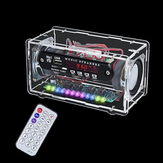 PEMENOL Electronic Soldering Kit Radio FM Bluetooth Speaker Kit 3W + 3W Music Player LED with Music Beat Effect Electrical Engineer Soldering Learning Exercise Set Adults