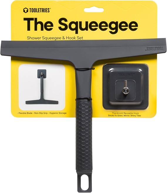 TOOLETRIES The Squeegee & Hook Glass Shower Squeegee 10 Inch