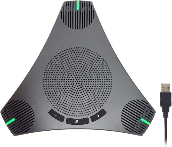 Conference Speaker and Microphone, 360 Omnidirectional USB Speakerphone Microphone with USB Hub, Noise Reduction/Echo Cancellation Computer Microphone for 8-10 People Business Conference, Home Office
