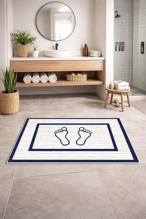 Pelangi Kaymaz Banyo Halısı, Ayak Desenli, Su Emici Süngerli Yüzey, Makinede Yıkanabilir, Modern Stil, Sarı, 40x60 cm