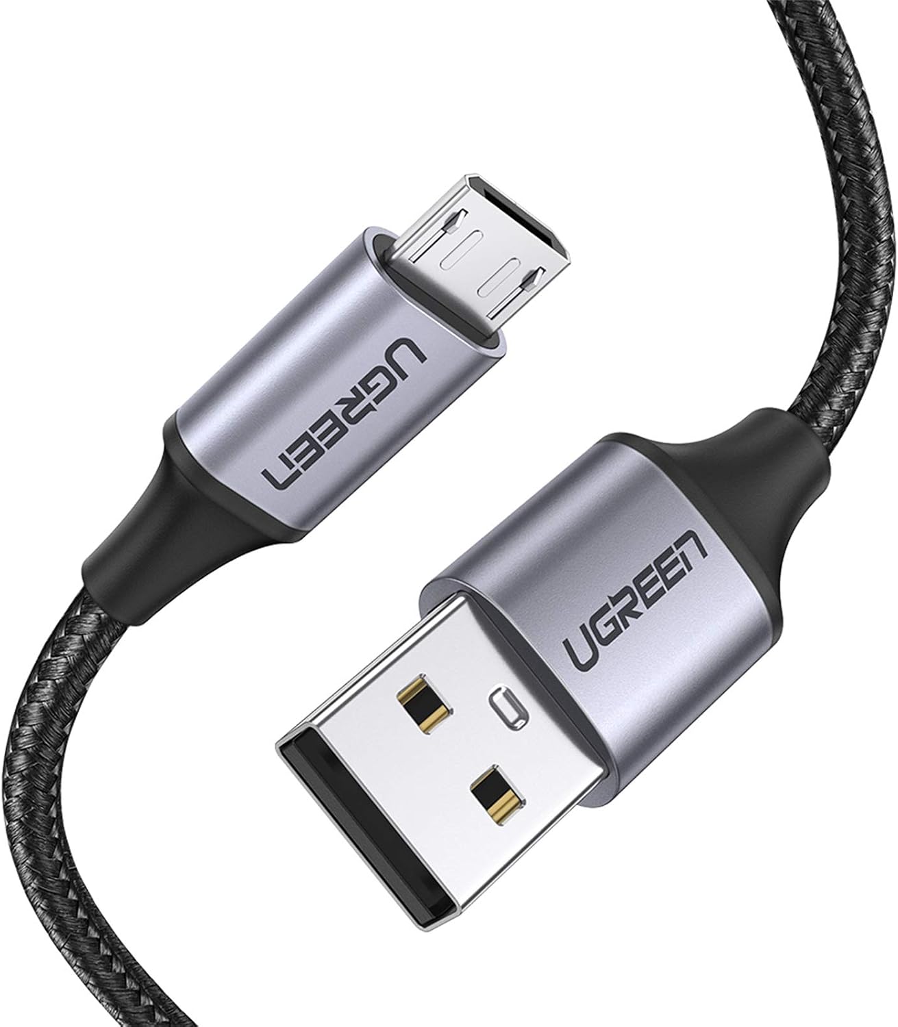 Ugreen Braided Micro-USB & USB-A Data and Charging Cable, 50 CM, Black