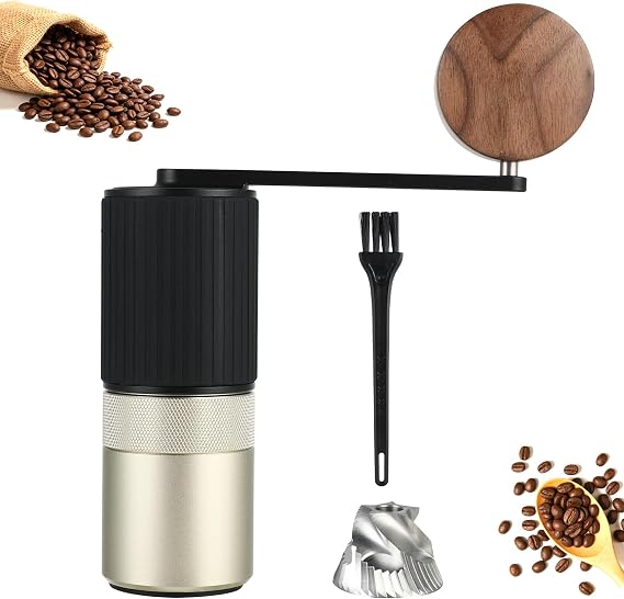 ​ISHEWUDU Manual Coffee Grinder, Coffee Grinder Manual with Stainless Steel Conical Burr, Hand Coffee Grinder Portable and Small Coffee Bean Grinder for Espresso to French Press