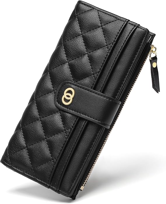 RNIEGA Womens Wallet Slim Rfid Blocking Bifold Leather Credit Card Wallets for Women Clutch with Zipper Coin Pocket