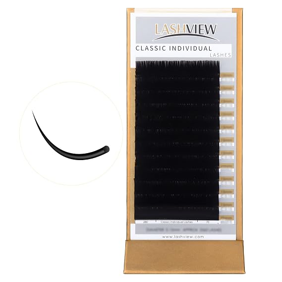 LASHVIEW Eyelash Extensions,Individual Lashes, Premium Single &Classic Lashes,0.10 Thickness C Curl 8-15mm Mixed Tray,Natural Semi Permanent Eyelashes,Soft Application-Friendly, Lashes