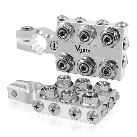 Vgate 16-Way Lead Acid Battery AGM Post Terminal Ends, Distribution Block Bus Bar, 8AWG up to 4/0(XL) AWG Gauge, Positive & Negative for SAE/DIN/EN Tapered Top Post
