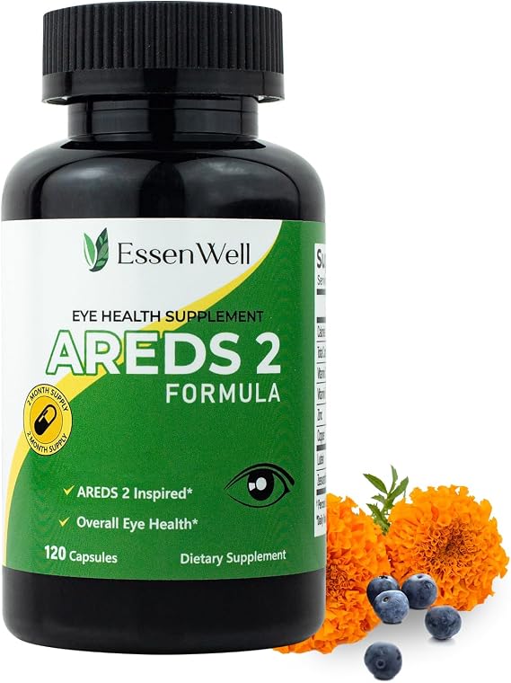 AREDS 2 120 Capsules + Multivitamin, Lutein and Zeaxanthin 20mg, 2-in-1 Eye Vitamin, Contains Vitamin C, D, E & Zinc
