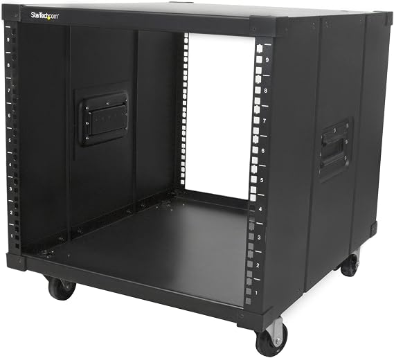 StarTech 9U 4-Post Mobile Open-Frame Rack, 19in, 220lb (RK960CP)