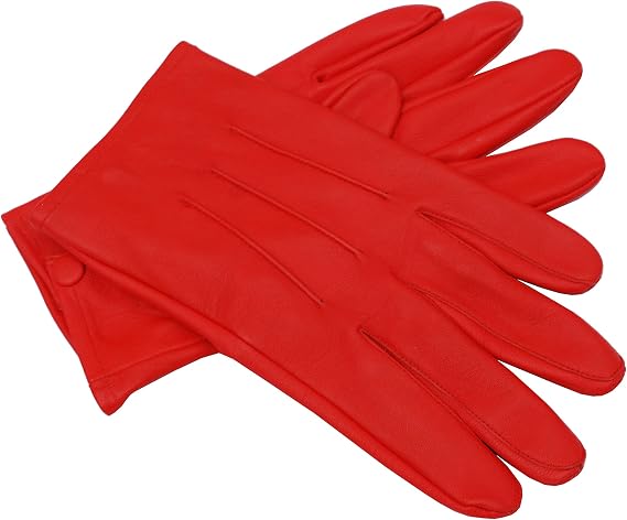 Men's Dress Leather Gloves (X-Large, Red)