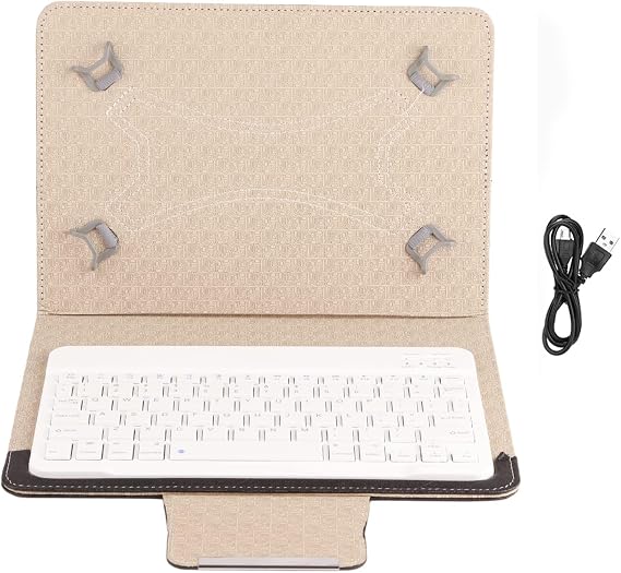 HD 10 Tablet Case with Keyboard,10 in Slim Folding PU Leather Stand Cover | tablet keyboard cases with Bluetooth Keyboard Case for Most Tablet
