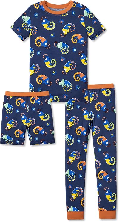 PATPAT Kids 3-Piece Pajama Sets with Bamboo Viscose, Pjs for Toddler Boys