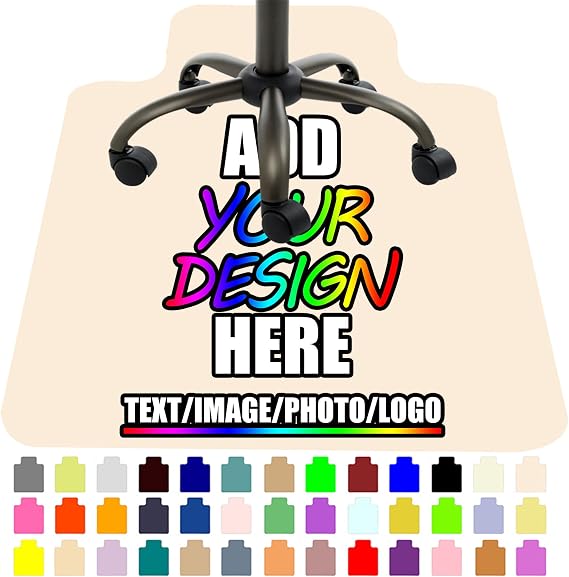 Custom Chair Mats Personalized Office Desk Chair Mat with Lip, Add Your Text Image Logo for Multi-Purpose Chair Carpet, 36" X 48", Antique White