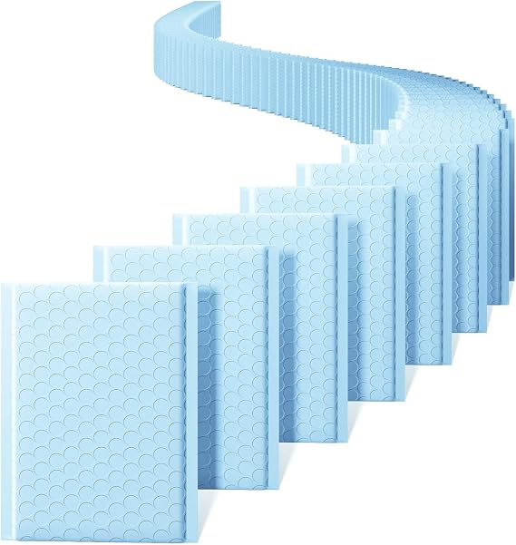 Switory 50pcs Bubble Mailers 6x10 Padded Envelopes 6x10 Usable Size 6x9 Self Seal Bubble Mailer Thick Shipping Envelopes Cushion Mailers for Mailing Jewelry Makeup Supplies Light Blue