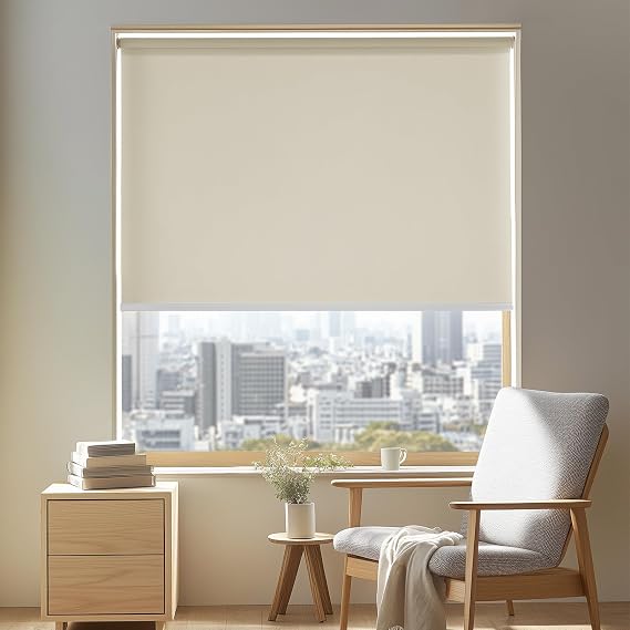 Deconovo Roll Screen, Width 31.5 inches 80 cm, Length 86.6 inches 220 cm, Beige Roll Curtain, Grade 1 Blackout Insulation, Heat Insulation, Sound Insulation, Cold Protection, UV Protection, Same