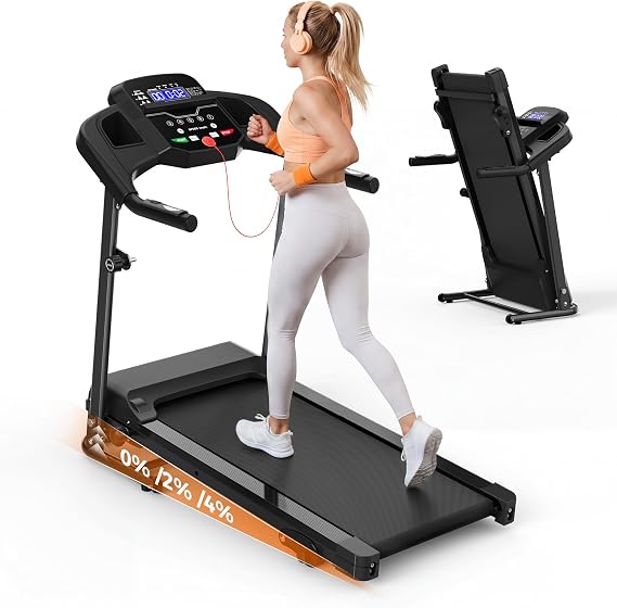 FYC Compact Folding Treadmill for Home - 2.5HP Quiet Brushless Motor, 3-Level Incline, 7.5 MPH, Shock Absorption, Space-Saving Design for Running, Walking - Treadmill for Small Spaces