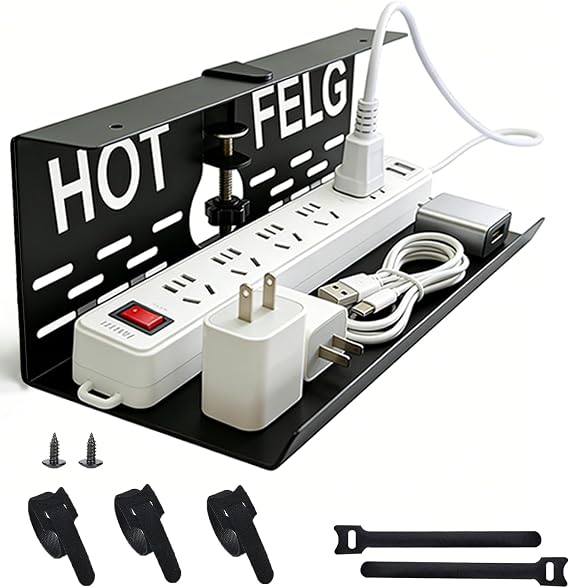 Under Desk Cable Management Tray, 13.7 in Loose Power Cord Management Tray