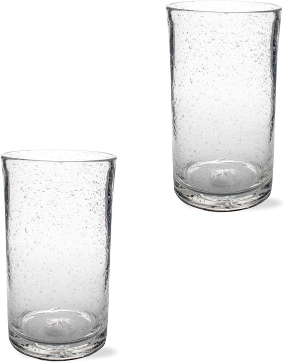 tag Bubble Glass Clear Tumbler 18 oz. Dishwasher Safe Set 2 Clear