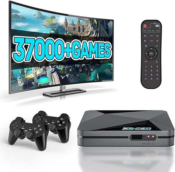 Kinhank Super Console X2 Pro Retro Game Console Built-in 37000+ Games, Android 9.0/Emuelec 4.6 Gaming System, 4K UHD Output, 2.4G/5G BT 5.0