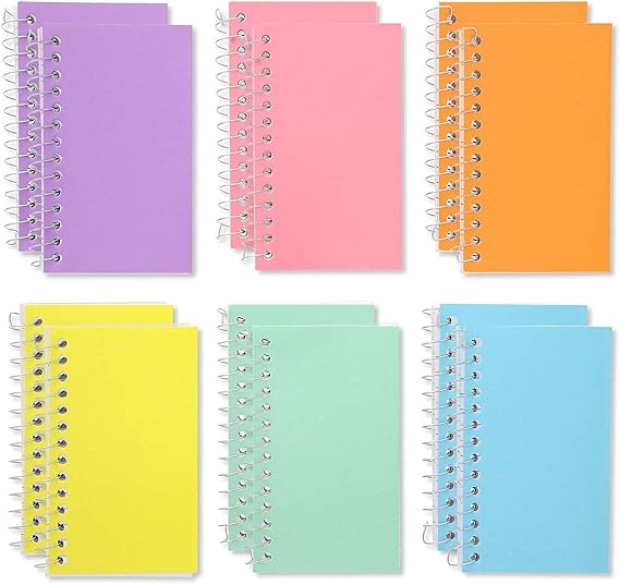 Paper Junkie 12-Pack Small Spiral Notebook 3x5, 40 Sheets, 80 Pages Per Notepad, College Ruled Lined Paper for Office Supplies, Classroom Notes, Students, Teachers, Nurses (6 Pastel Colors) [spiral_bound]