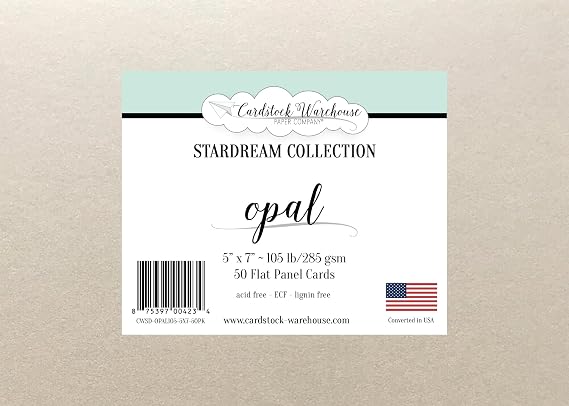 Cardstock Warehouse Stardream Opal Ivory Cardstock Paper - 50 Sheets, 5 x 7" 105 lb / 284 GSM Premium Metallic Ivory Card Stock for High-end Printing, Card Making, Die-cutting & DIY Projects