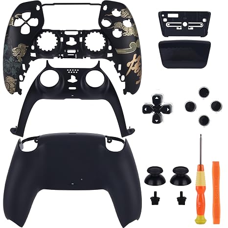 Replacement Housing Shell for PS5 Controller,Faceplates Replacement kit for PlayStation 5 Controller,Includes Front and Back Shell,Thumbsticks,Touch Pad, Buttons (Frosted Black)