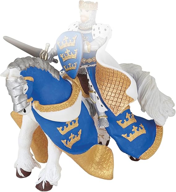 Realistic Blue King Arthur's Horse Figurine Toy, Medieval Collection, Kids
