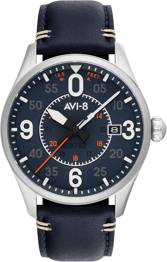 AVI-8 Men's 42mm Spitfire Smith Automatic Watch with Leather Strap AV-4090