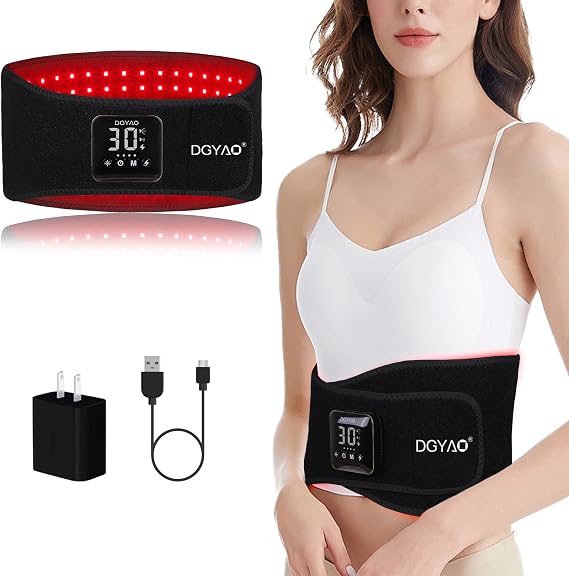 Cordless Rechargeable Red Light Therapy Belt, Wearable Infrared Light Therapy with Pulse Mode, Removable 4000 mAh Battery 5 Light Intensities to Relieve Back and Lumbar Body Pain