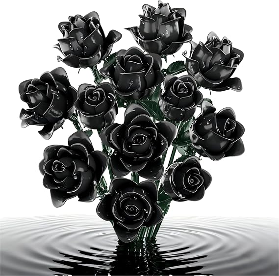 Black Rose Bouquet Building Set, Compatible with Lego Flowers for Adults