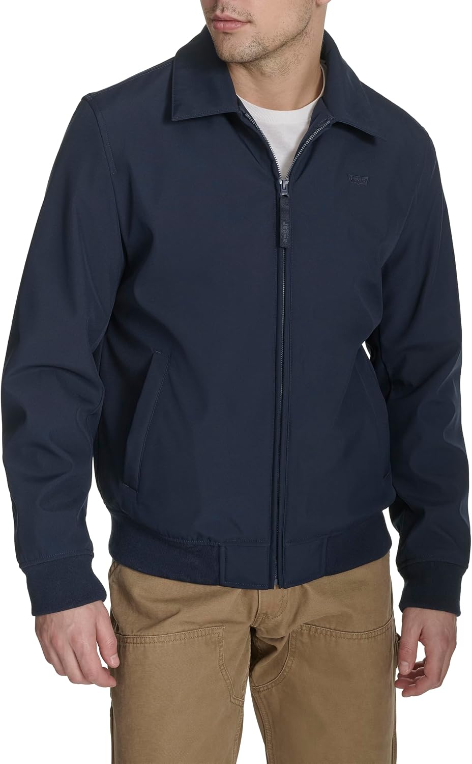 Levis Mens Mens Lightweight Softshell Varsity Rib Knit Bomber Jacket Jacket