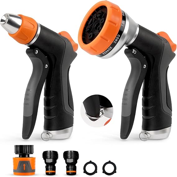 HOOFUN 2 Pack Garden Hose Nozzle High Pressure 10 & 2 Water Hose Nozzle
