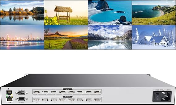 ICUIXIAN 4K 8x8 HDMI Matrix Switch 4K@30Hz with Web Gui+LAN Port+Rs-232 Control, Rack mount 8x8 HDMI Matrix Switcher & Splitter, HDCP, EDID, 3D, APP, Backlit Button(8 Input 8 Output Matrix)